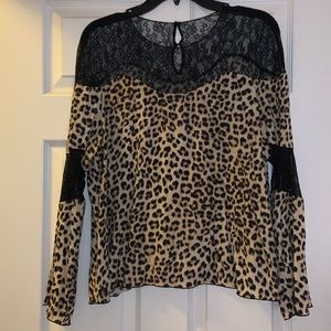 Cheetah print lace blouse